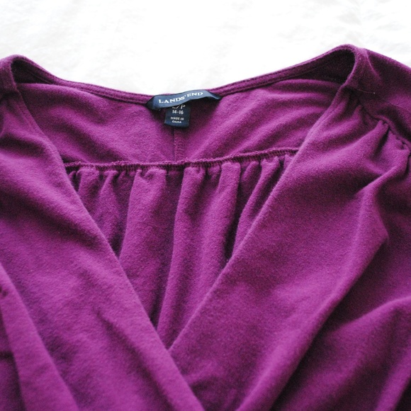 Lands' End Purple Long Sleeve Tunic Faux Wrap - Picture 3 of 4